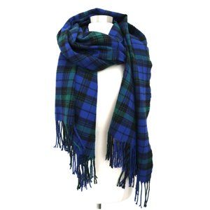 Fringed plaid extra large scarf shawl 29" x 91"